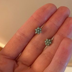 Little teal flower earrings